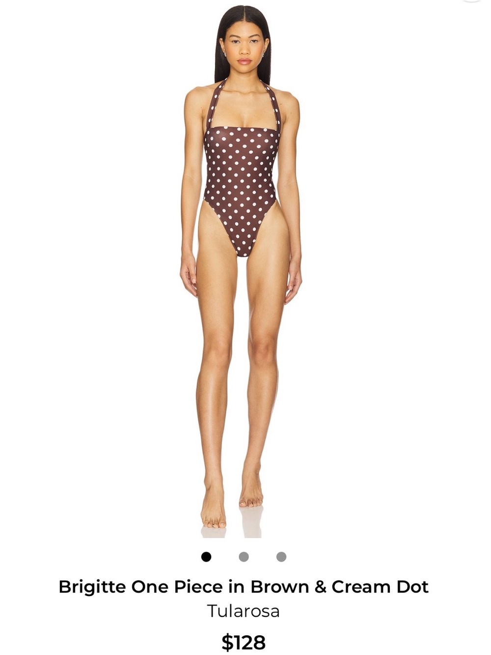 Tularosa Brown One-Piece Swimsuit with Cream Polka Dots